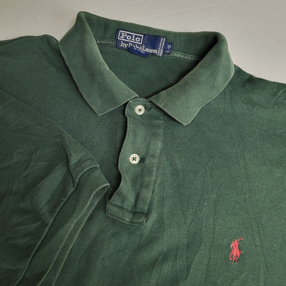 Polo Ralph Lauren Mens Large Green Short Sleeve Polo Shirt Classic Fit Pony Logo - Picture 7 of 7